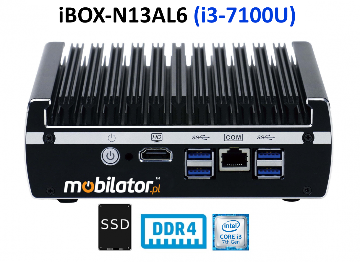 iBOX-N13AL6 (i3-7100U) - Komputer przemysowy z Intel Core i3 oraz 6cioma kartami LAN